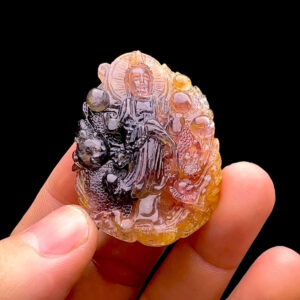 Mặt Quan Thế Âm Bồ Tát Cưỡi Rồng - Tourmaline Lục Yên #MTM-230422-03