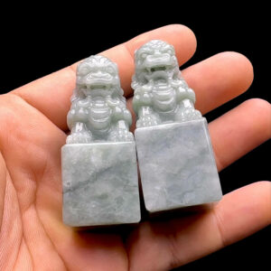 Ấn Kỳ Lân - Sư Tử - Cẩm Thạch Lam Dầu - Chuẩn A #MCTA-230602-01