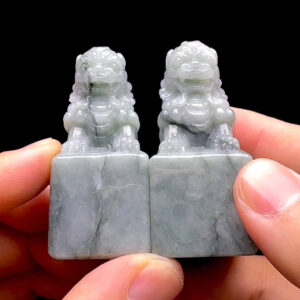 Ấn Kỳ Lân - Sư Tử - Cẩm Thạch Lam Dầu - Chuẩn A #MCTA-230602-02