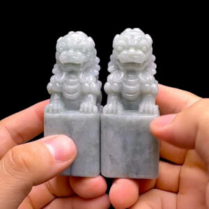 Ấn Kỳ Lân - Sư Tử - Cẩm Thạch Lam Dầu - Chuẩn A #MCTA-230602-03