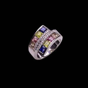 Nhẫn Nữ - Vàng Trắng – 8 Viên đá quý – Đính Kim Cương Moissanite #NTN-230802-01