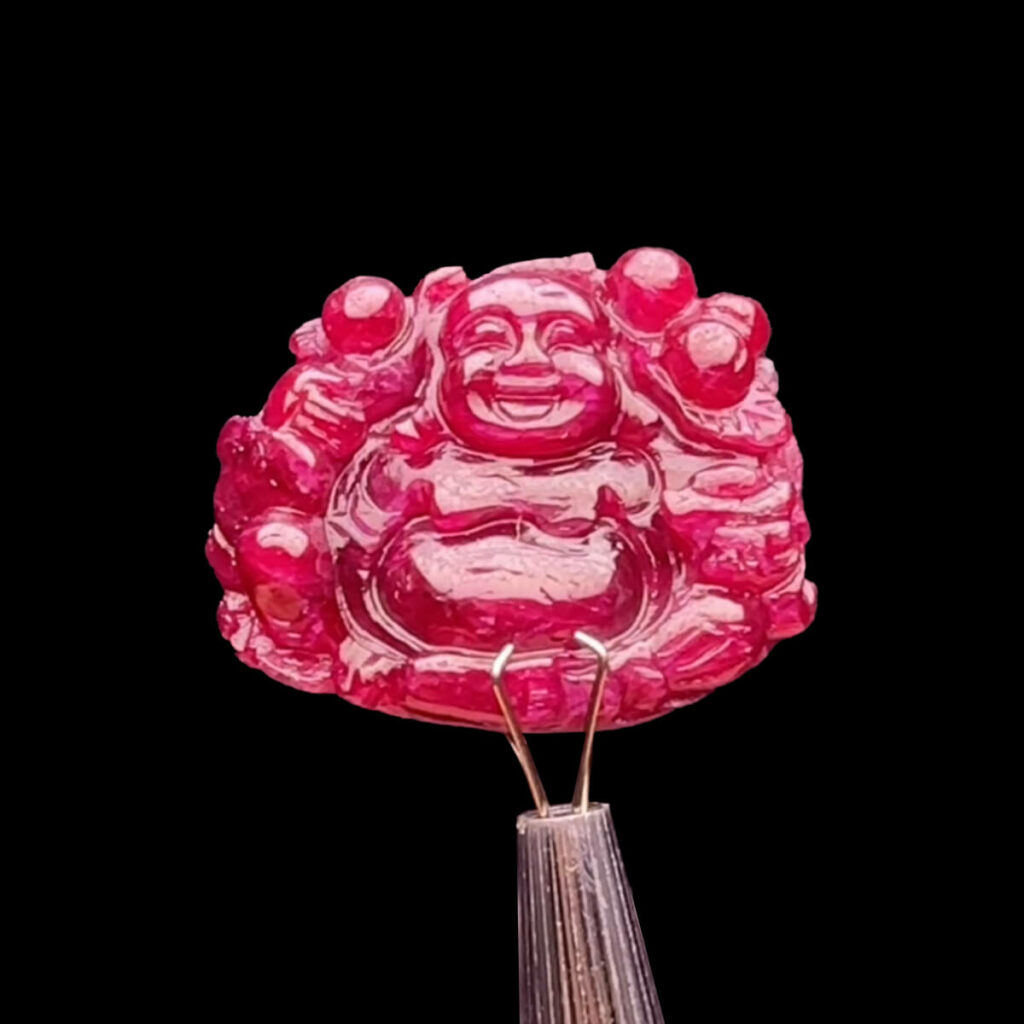 Mặt Phật Di Lặc - Đá Ruby Huyết Tự Nhiên #MRB-231002-02