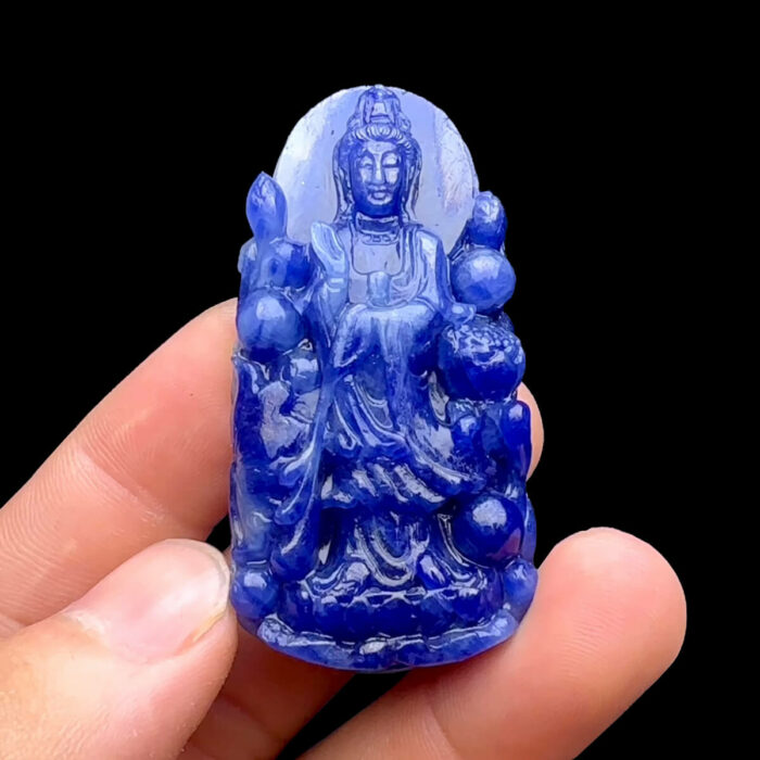 Mặt Quan Thế Âm Bồ Tát - Đá Sapphire Tự Nhiên #MSP-240205-01