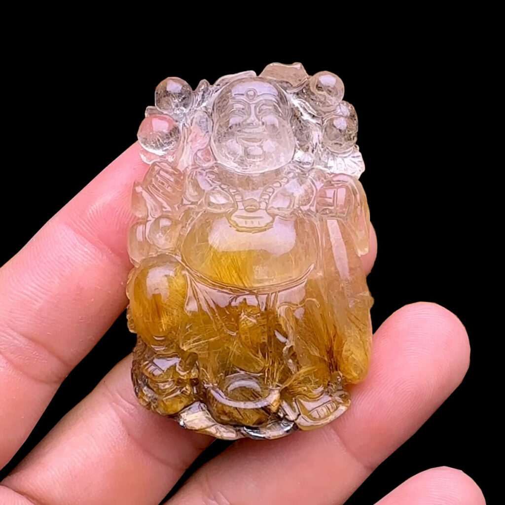 Mặt Phật Di Lặc - Thạch Anh Tóc Vàng #MTV-240701-01