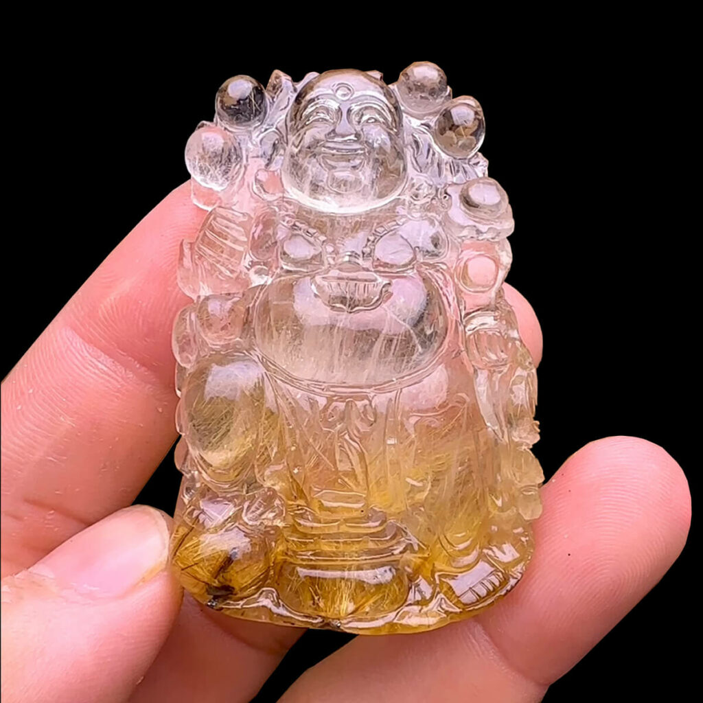 Mặt Phật Di Lặc - Thạch Anh Tóc Vàng #MTV-240701-03