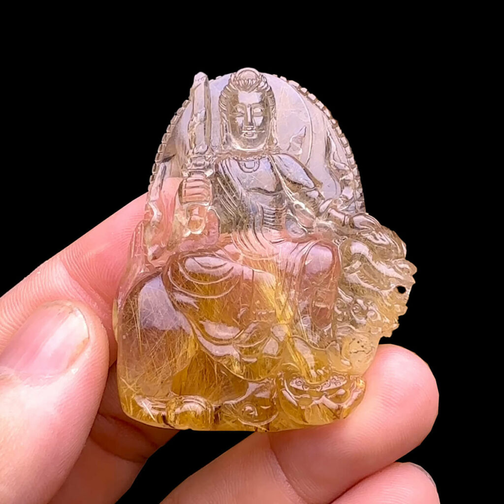 Mặt Phật Văn Thù Bồ Tát - Thạch Anh Tóc Vàng #MTV-240702-01