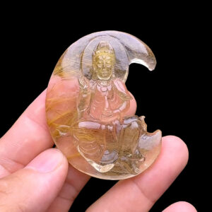 Mặt Quan Âm Toạ Nguyệt - Thạch Anh Tóc Vàng #MTV-240802-04