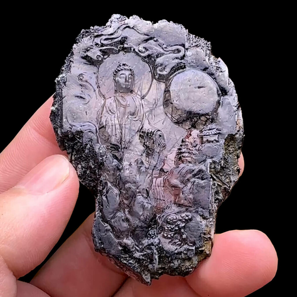 Mặt Phật A Di Đà - Thạch Anh Tóc Đen #MTDD-240901-01