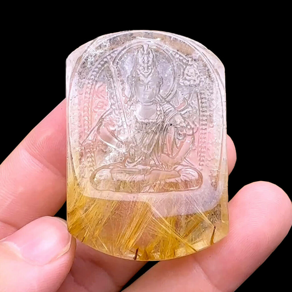 Mặt Hư Không Tạng Bồ Tát – Thạch Anh Tóc Vàng #MTV-240902-02